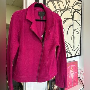 Tahari pink wool zip up jacket NWT